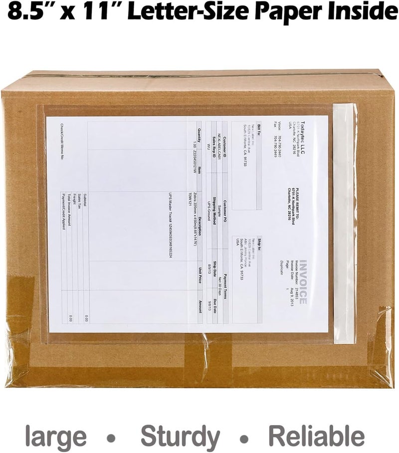 BEUYI 2.5 Mil Premium Clear 9.5'' x 12'' Packing List Envelopes, Adhesive Shipping Label/Documents Pouches/Sleeves for Full Page Letter-size (8.5''x11'') Papers (250 Pack) - Image 2
